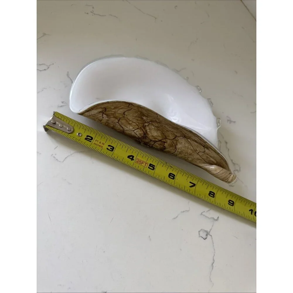 Large Art Glass Hand Blown Conch Shell Centerpiece Brown Krosno? Murano? - Picture 4 of 10